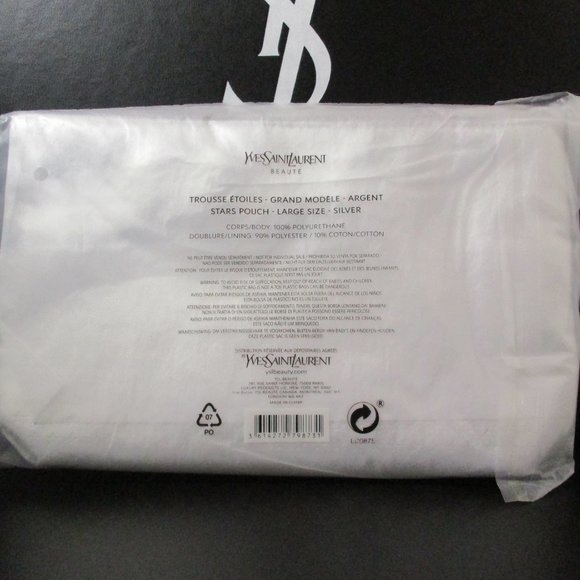 YSL YVES SAINT LAURENT BEAUTE SILVER ARGENT STARS MAKEUP/COSMETIC BAG/POUCH NEW - Picture 3 of 4